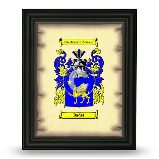 Badet Coat of Arms Framed - Black