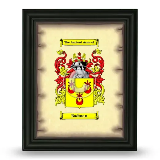 Badman Coat of Arms Framed - Black