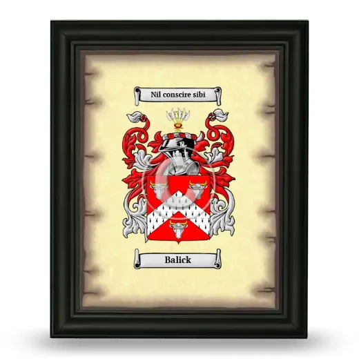 Balick Coat of Arms Framed - Black