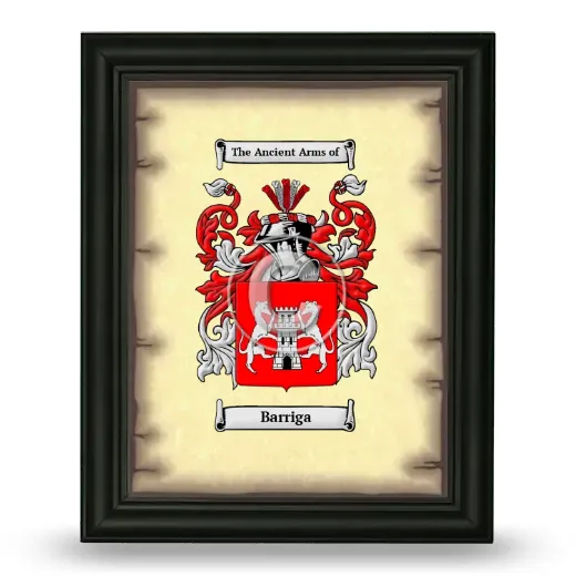 Barriga Coat of Arms Framed - Black
