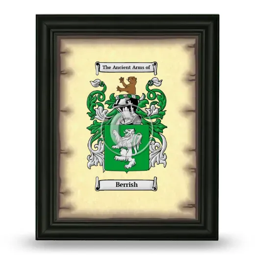Berrish Coat of Arms Framed - Black