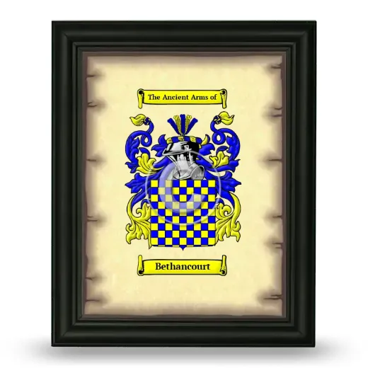 Bethancourt Coat of Arms Framed - Black