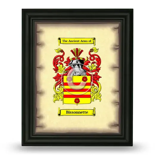 Bissonnette Coat of Arms Framed - Black