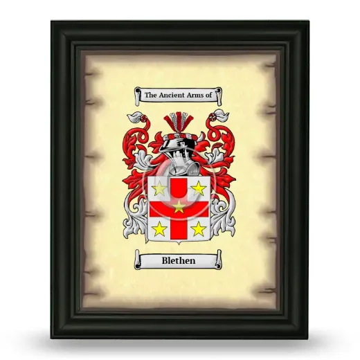 Blethen Coat of Arms Framed - Black