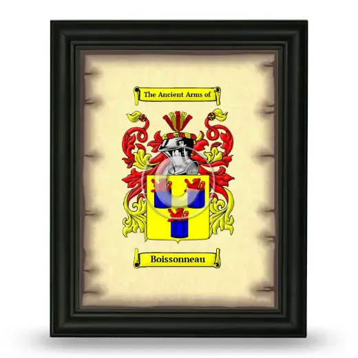 Boissonneau Coat of Arms Framed - Black