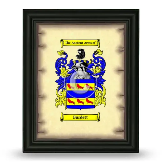 Burdett Coat of Arms Framed - Black