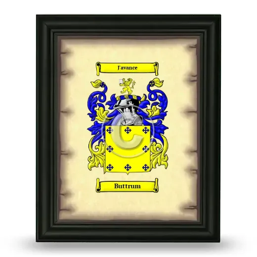 Buttrum Coat of Arms Framed - Black