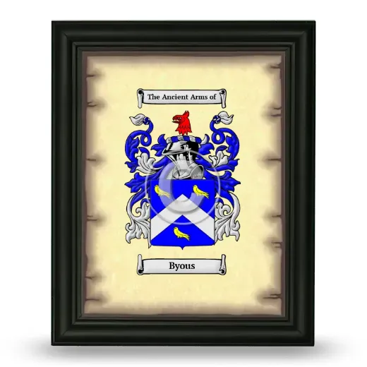 Byous Coat of Arms Framed - Black