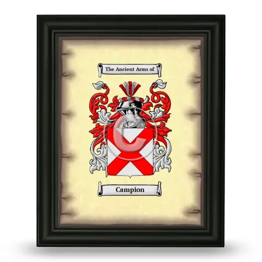Campion Coat of Arms Framed - Black