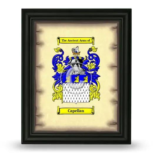 Capellan Coat of Arms Framed - Black