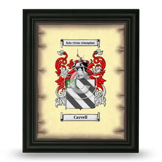 Carvell Coat of Arms Framed - Black