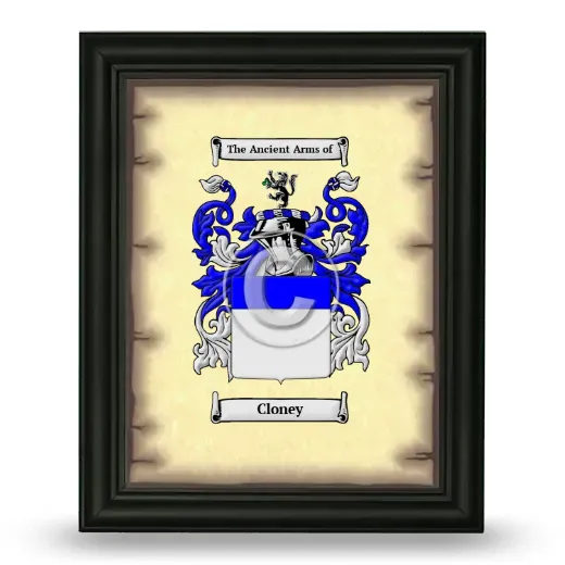 Cloney Coat of Arms Framed - Black