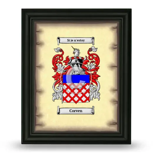 Corven Coat of Arms Framed - Black