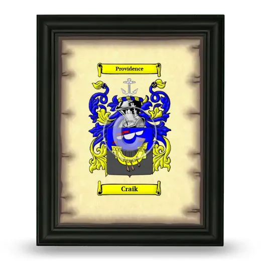 Craik Coat of Arms Framed - Black