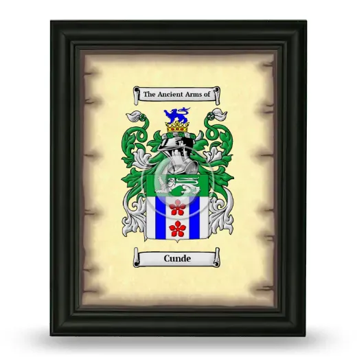 Cunde Coat of Arms Framed - Black