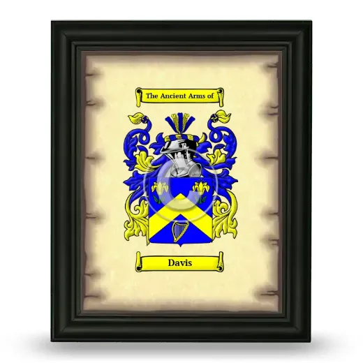 Davis Coat of Arms Framed - Black