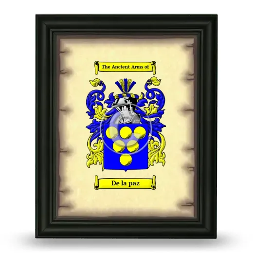 De la paz Coat of Arms Framed - Black