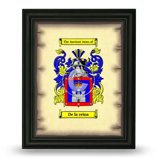 De la reina Coat of Arms Framed - Black