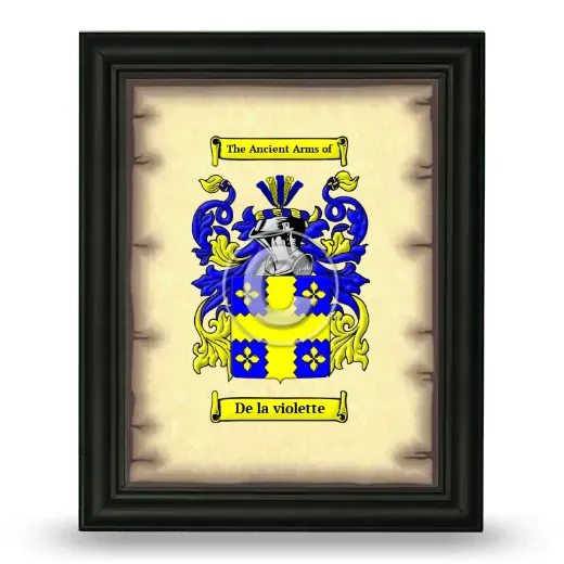 De la violette Coat of Arms Framed - Black