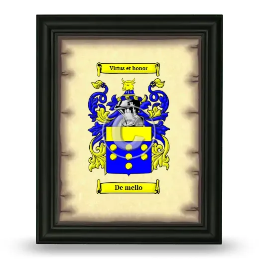 De mello Coat of Arms Framed - Black