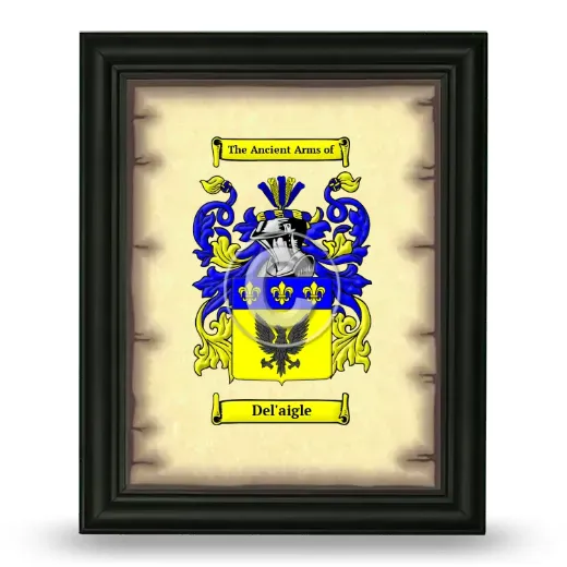 Del'aigle Coat of Arms Framed - Black