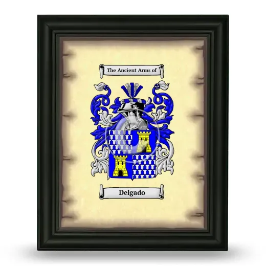 Delgado Coat of Arms Framed - Black
