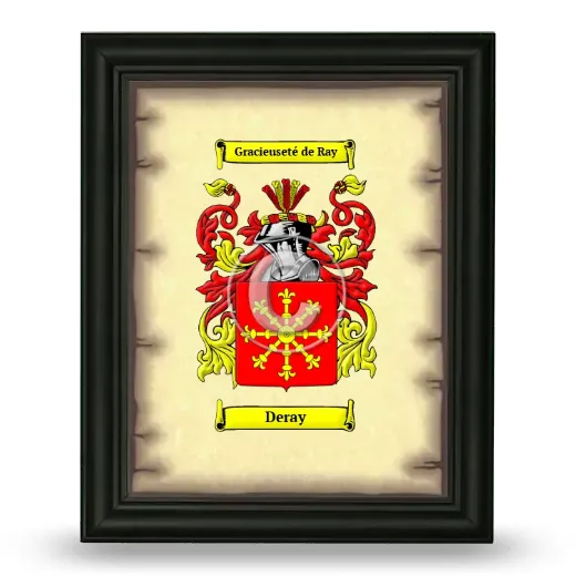 Deray Coat of Arms Framed - Black