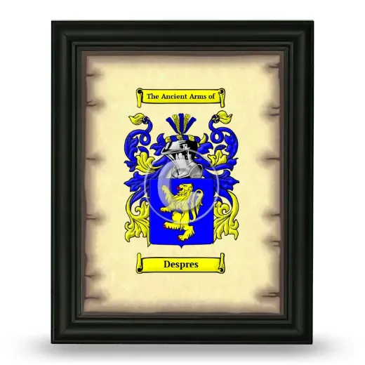Despres Coat of Arms Framed - Black
