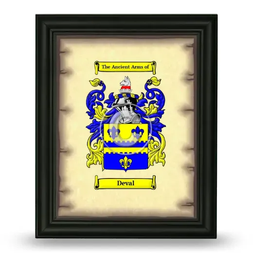 Deval Coat of Arms Framed - Black