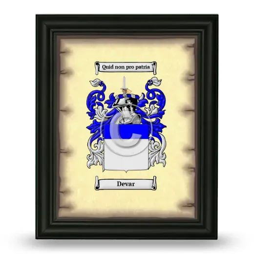 Devar Coat of Arms Framed - Black