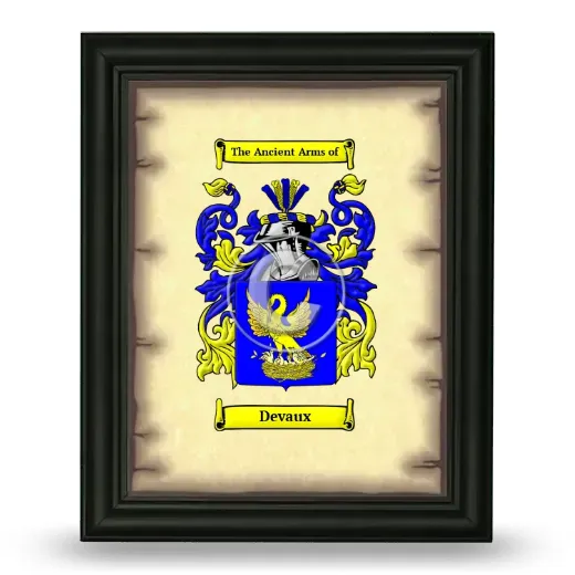 Devaux Coat of Arms Framed - Black