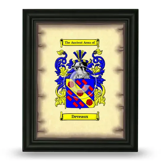 Deveaux Coat of Arms Framed - Black