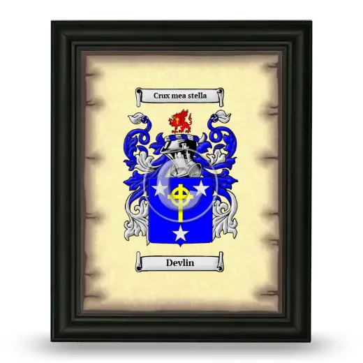Devlin Coat of Arms Framed - Black