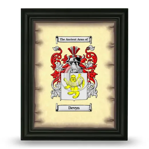 Devyn Coat of Arms Framed - Black