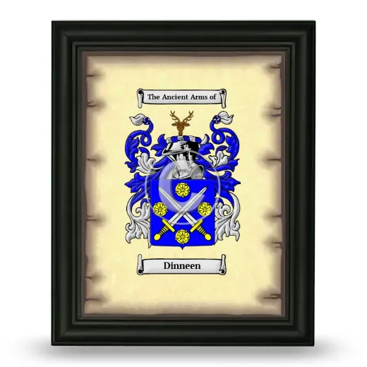 Dinneen Coat of Arms Framed - Black