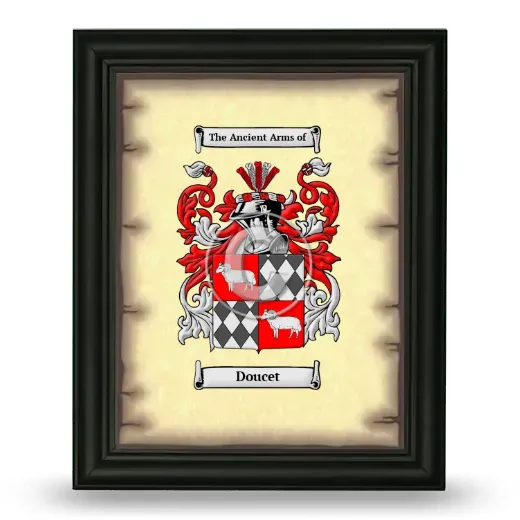 Doucet Coat of Arms Framed - Black