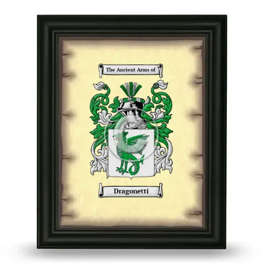 Dragonetti Coat of Arms Framed - Black