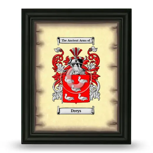 Dreys Coat of Arms Framed - Black