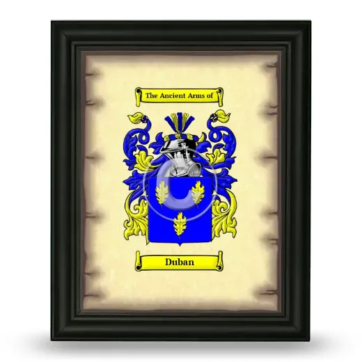 Duban Coat of Arms Framed - Black