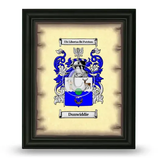Dunwiddie Coat of Arms Framed - Black