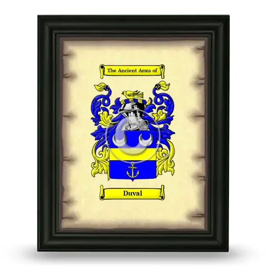 Duval Coat of Arms Framed - Black