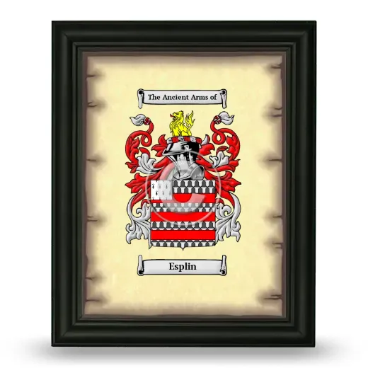 Esplin Coat of Arms Framed - Black