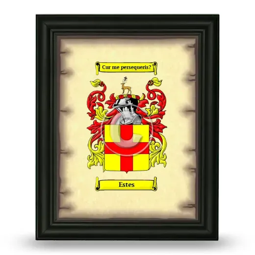Estes Coat of Arms Framed - Black