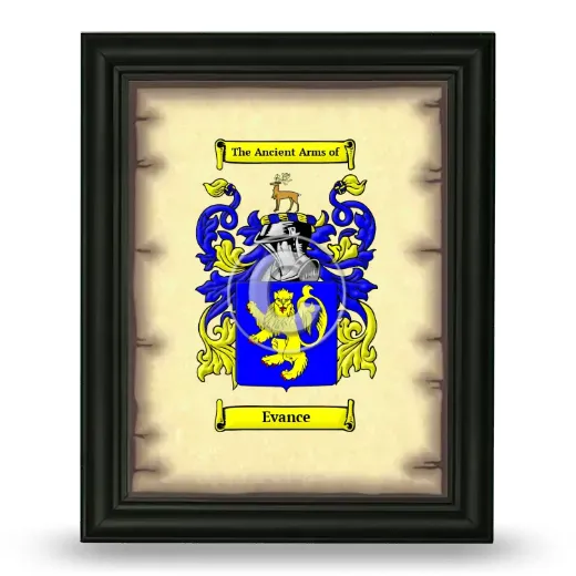 Evance Coat of Arms Framed - Black