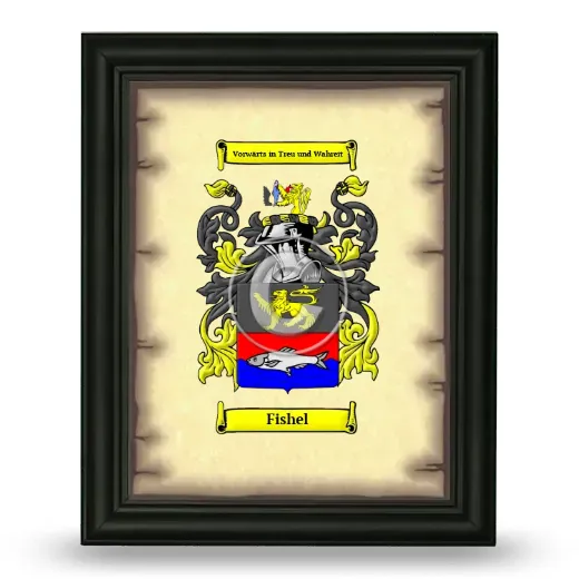 Fishel Coat of Arms Framed - Black