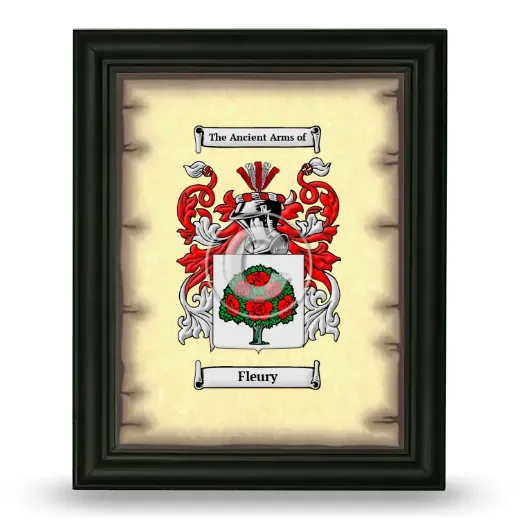 Fleury Coat of Arms Framed - Black