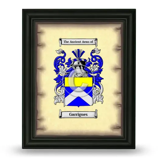 Garrigues Coat of Arms Framed - Black