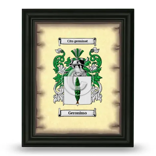 Geronimo Coat of Arms Framed - Black