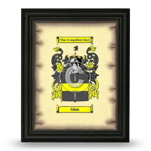 Ginn Coat of Arms Framed - Black