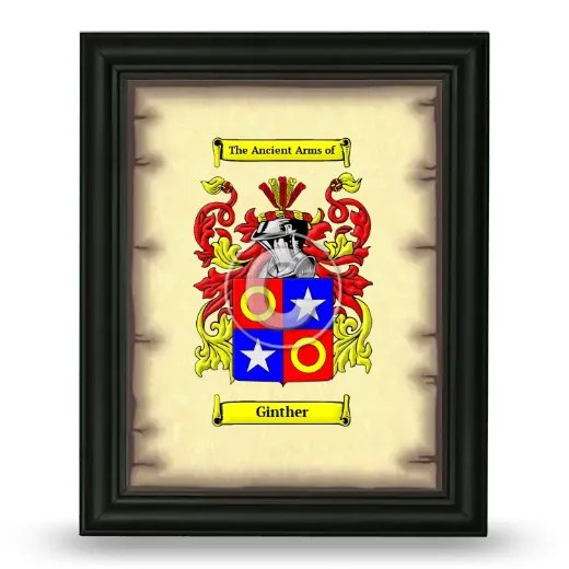 Ginther Coat of Arms Framed - Black
